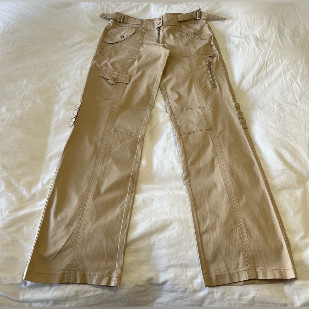 I.Am.Gia. | Women’s SZ Small | Beige Mid Rise Cargo Pants | Adjustable Waist